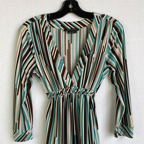 BCBGMAXAZRIA Stripe deep v-neck Dress, S - Picture 2 of 7